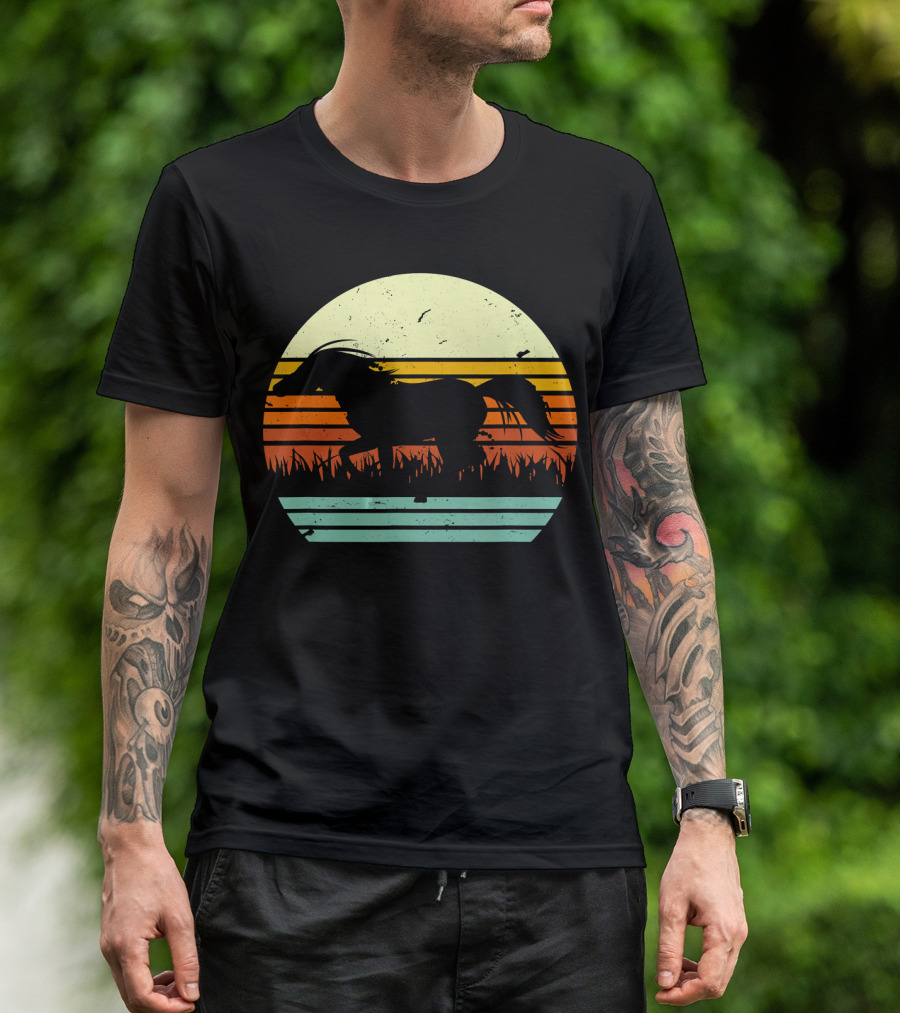 Galloping Horse Vintage Sunset Stripes T-Shirt