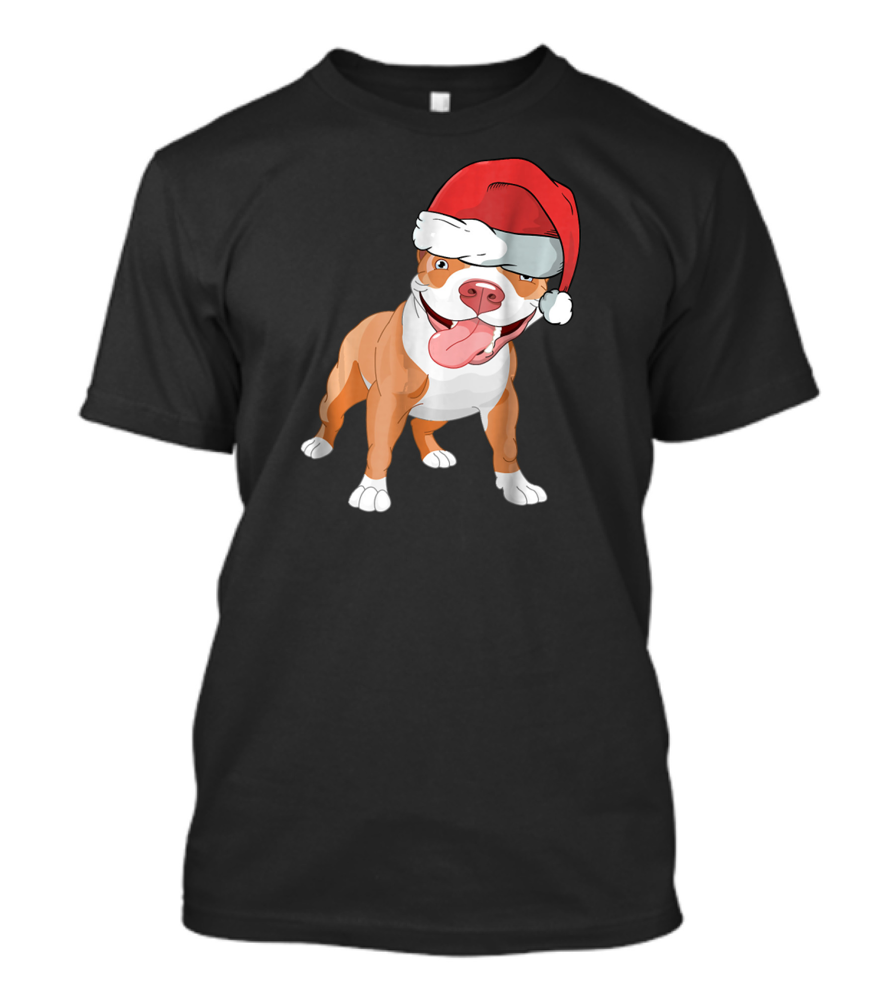 Happy Santa Hat Pitbull Gift For Lover T-Shirt