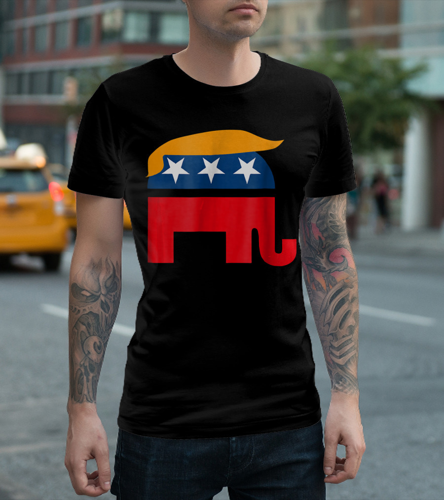 GOP Donald Trump Republican Elephant Stars Hair T-Shirt