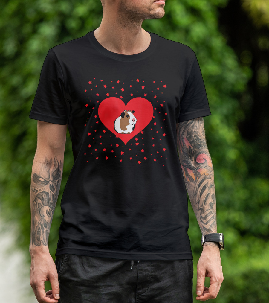Guinea Pig Valentine's Day Heart With Stars And Pet T-Shirt