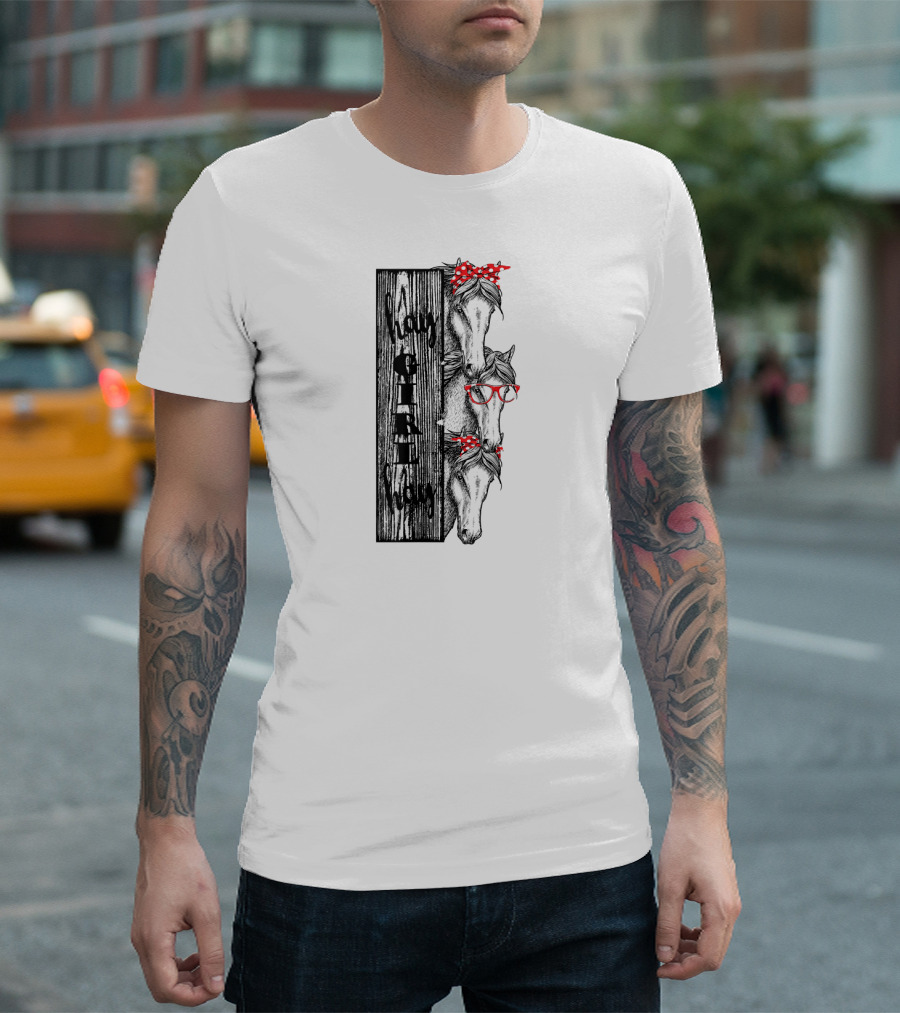 Hay Girl Horses for Lovers Polka Dot Glasses Bandana T-Shirt