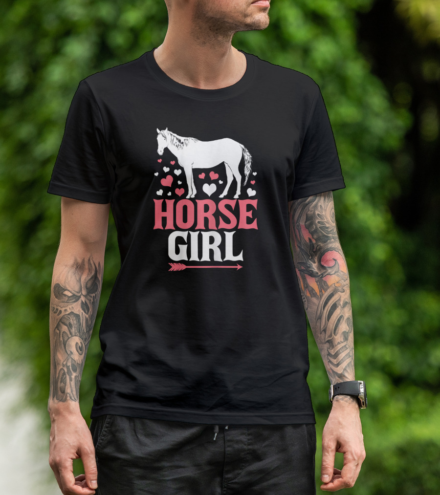 Horse Girl Horseback Hearts And Love Arrow T-Shirt