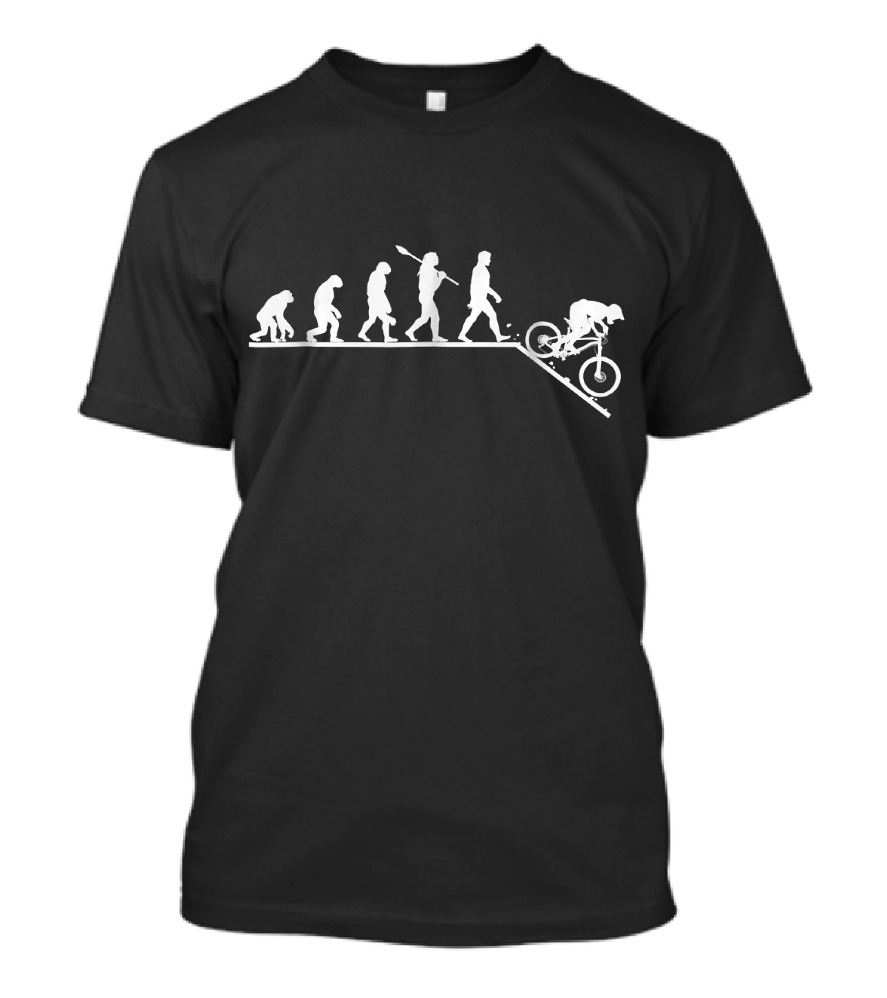 Human Evolution Of Mountain Biking Stages Progression On Bicycle T-Shirt