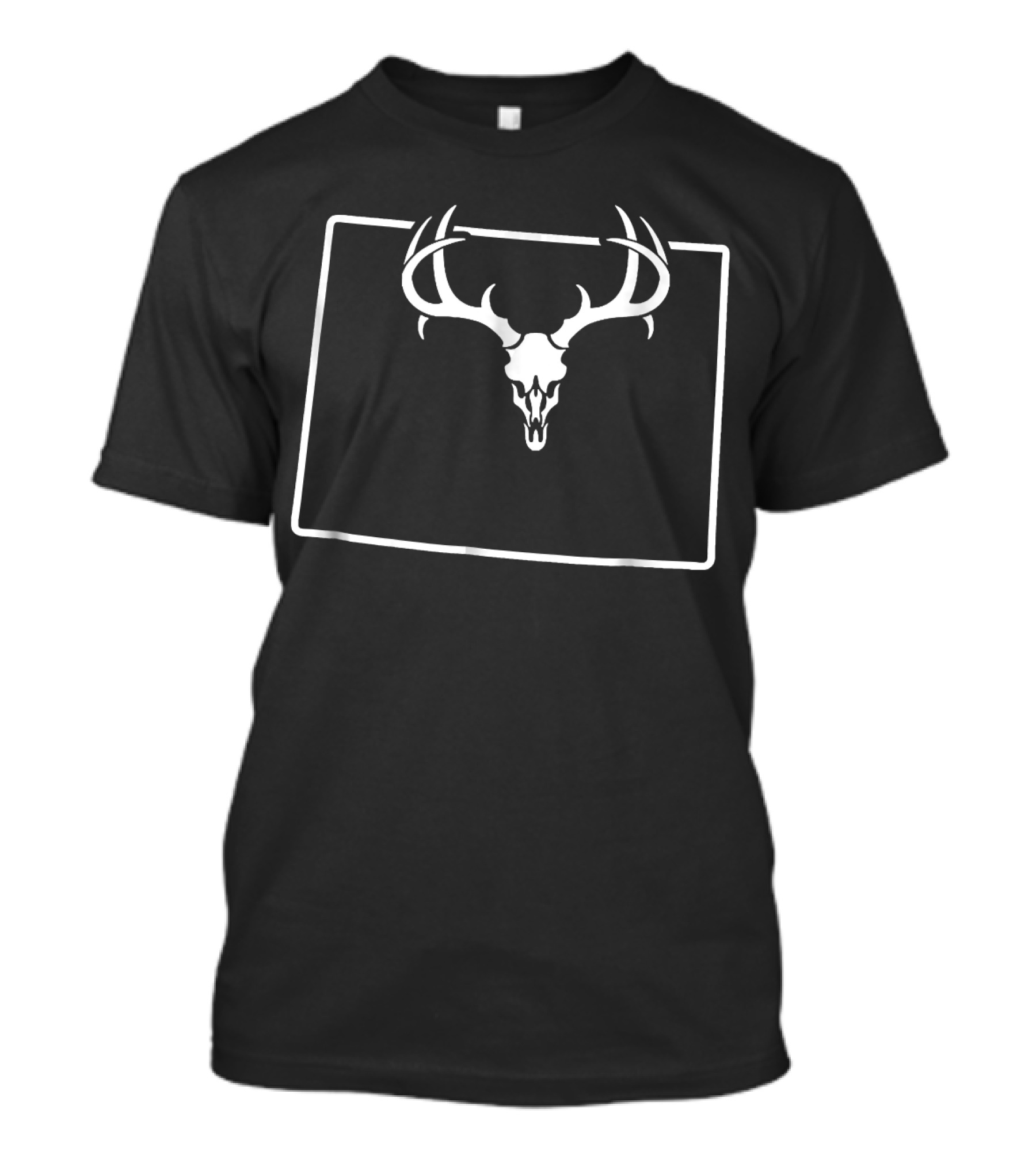 Wyoming Deer Antler Skull Hunting Deer State Map T-Shirt