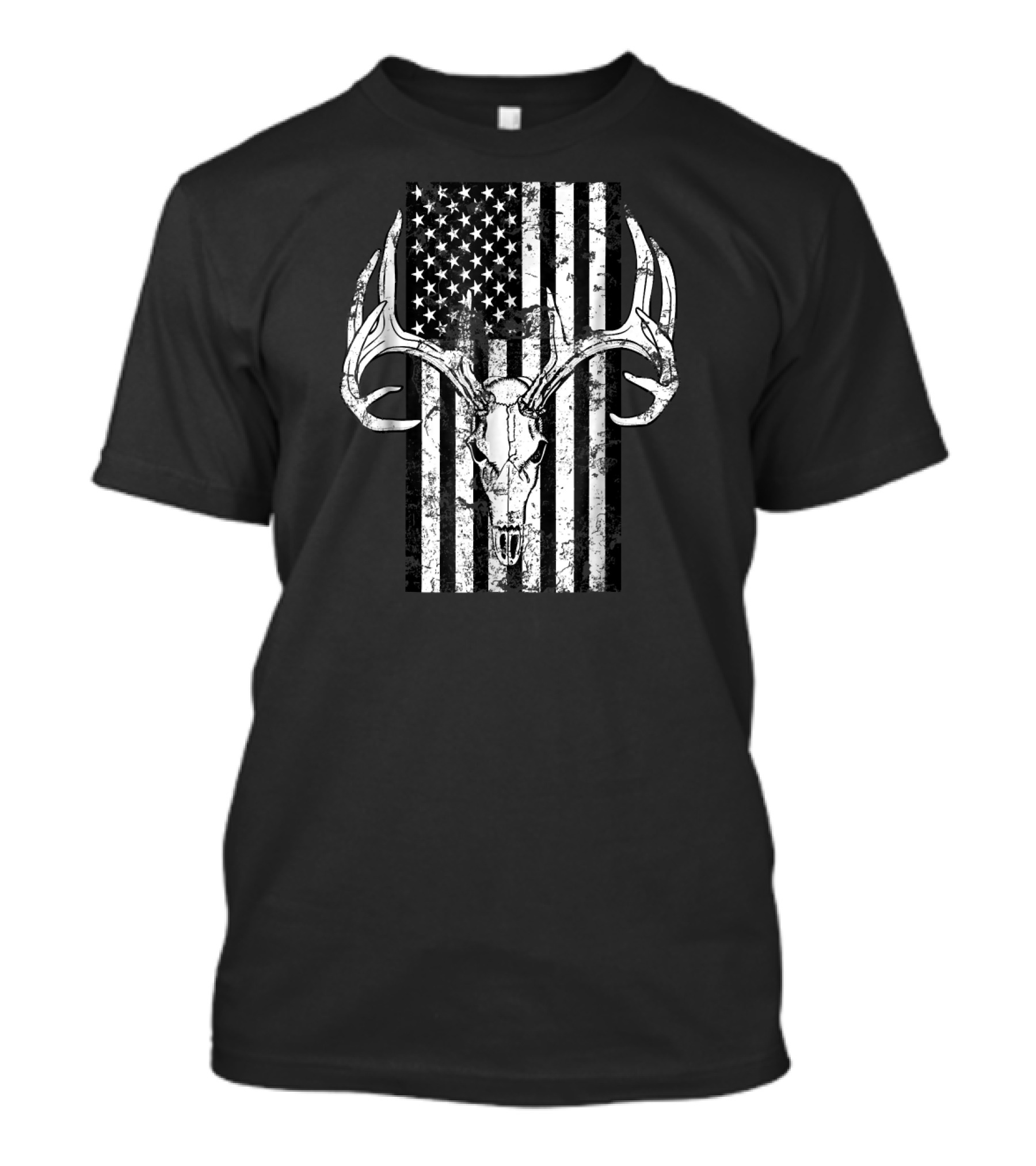Hunting Deer Skull American Flag T-Shirt