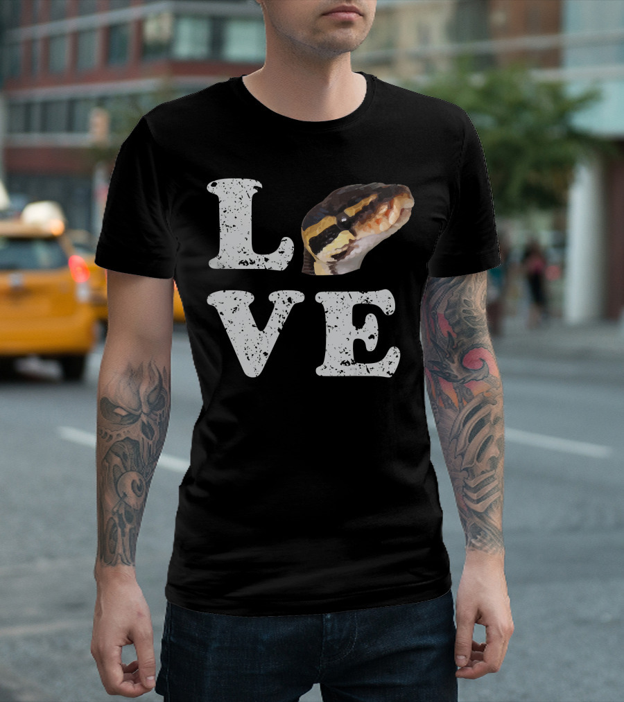 I Love My Ball Python Pet Snake Love Head As Letter O In LOVE T-Shirt