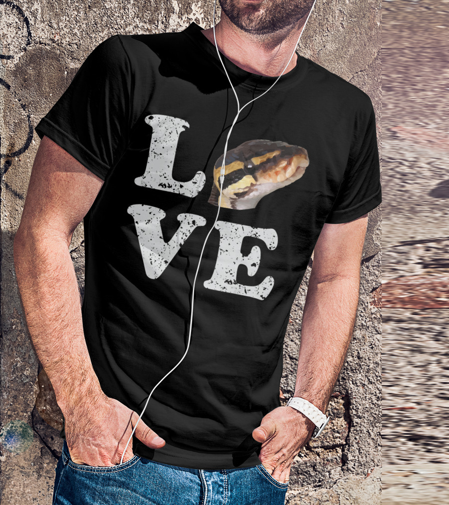 I Love My Ball Python Pet Snake Love Head As Letter O In LOVE T-Shirt
