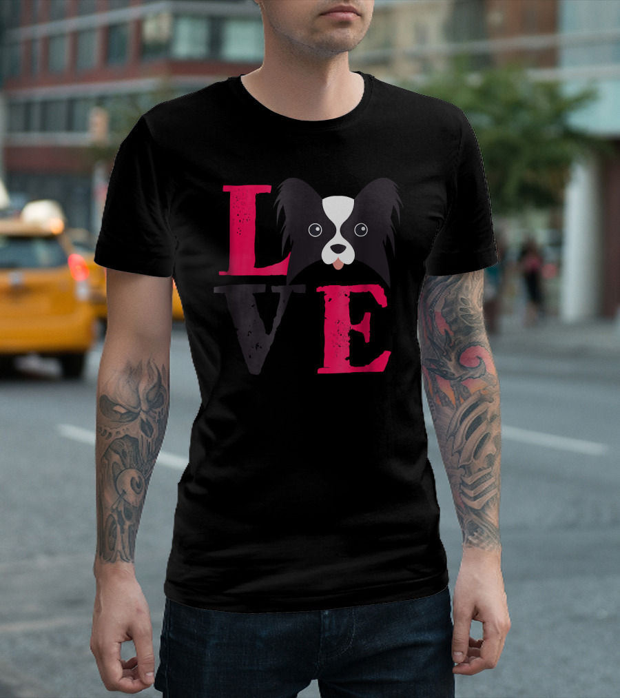 Love Papillion Pup Face T-Shirt