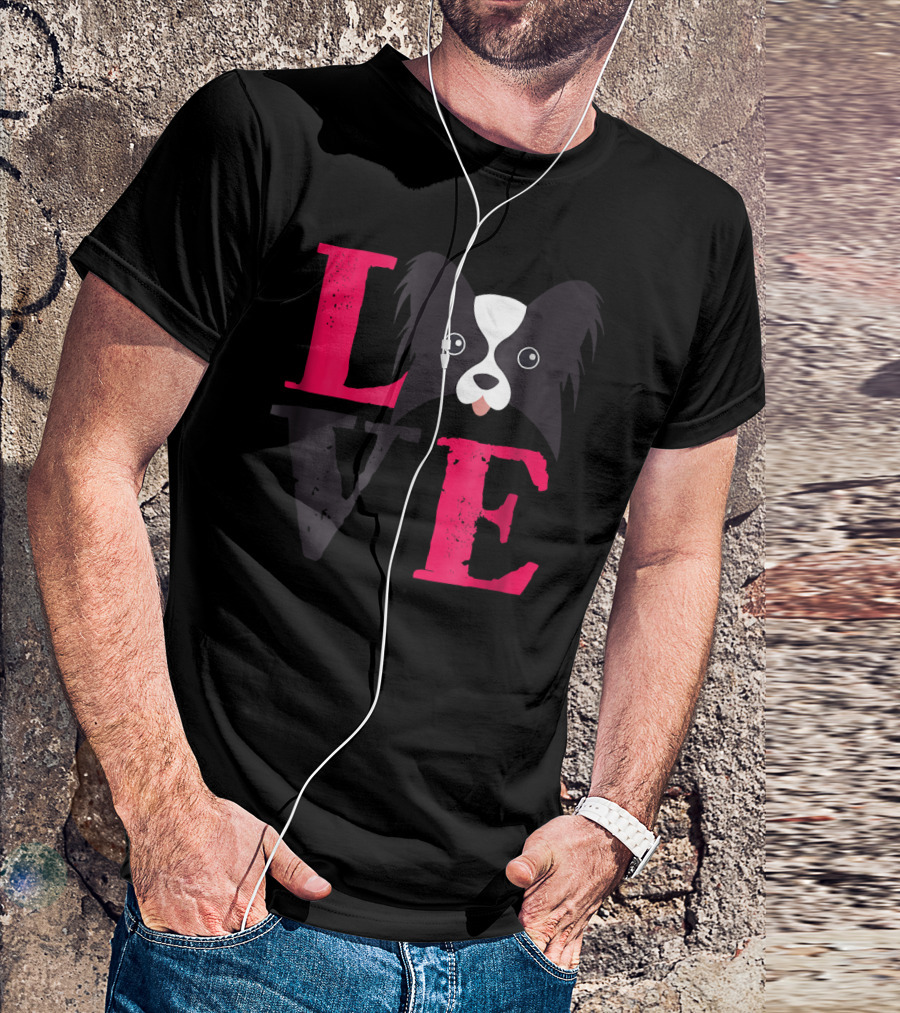 Love Papillion Pup Face T-Shirt