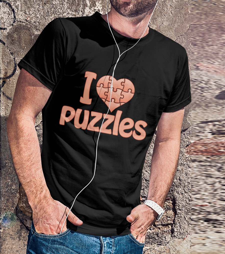 I Love Puzzles Heart Jigsaw Puzzle Lover T-Shirt