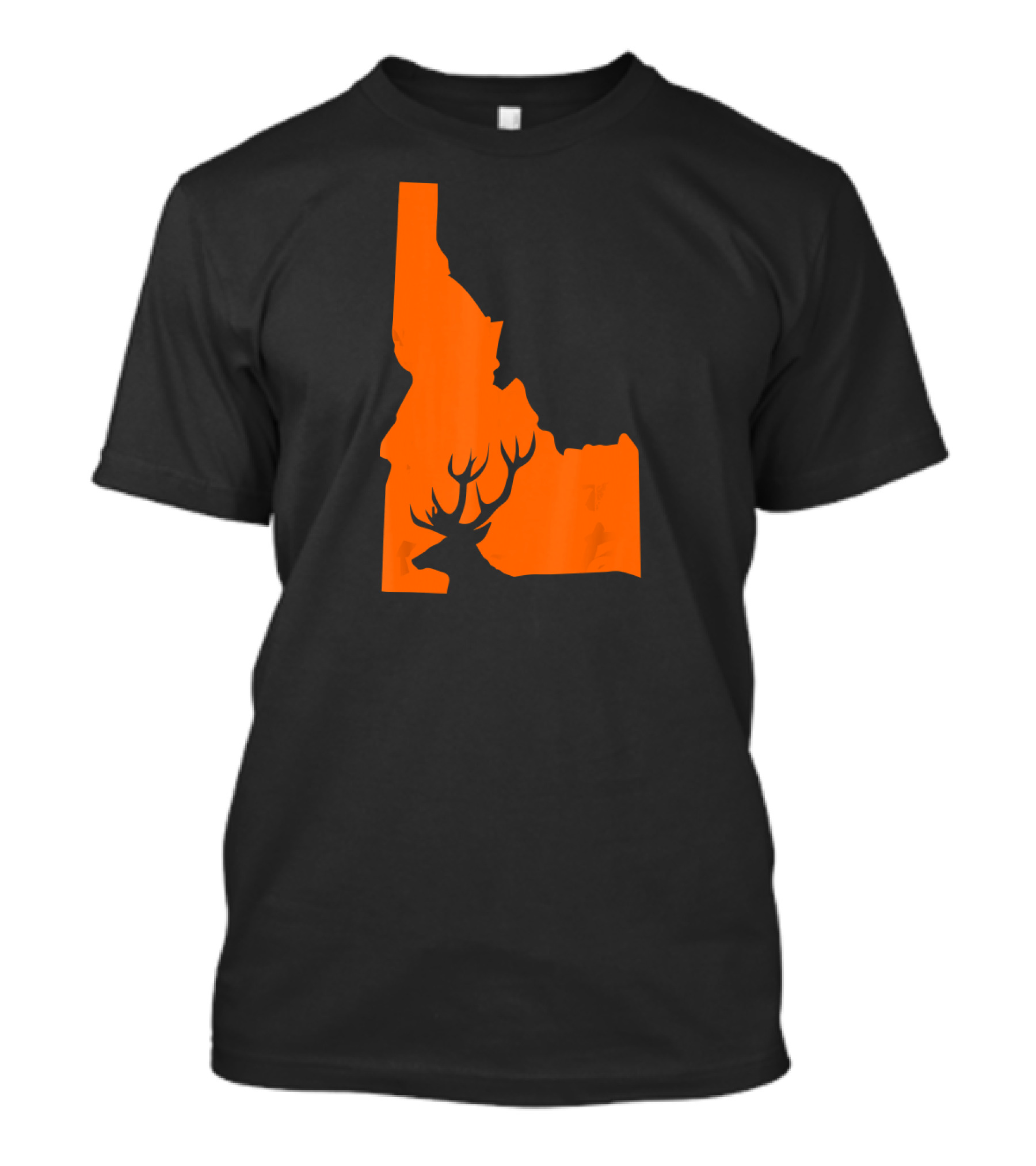 Idaho Deer Hunt Hunting Hunter Silhouette Orange State Map T-Shirt