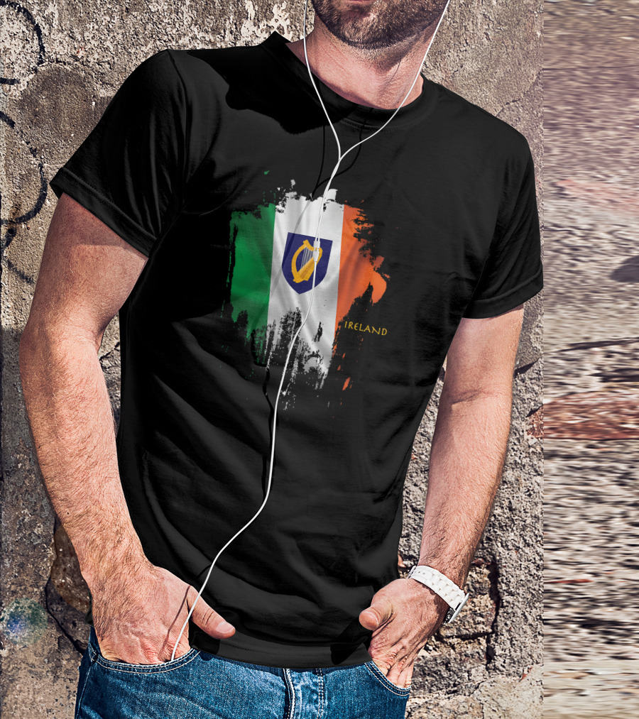 Ireland Flag With Harp Coat Of Arms T-Shirt