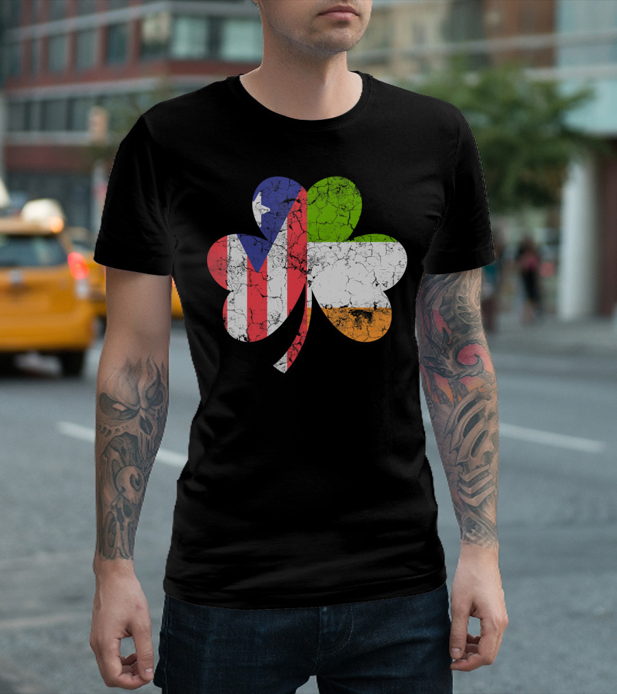 Irish Puerto Rican Flag Shamrock Ireland T-Shirt