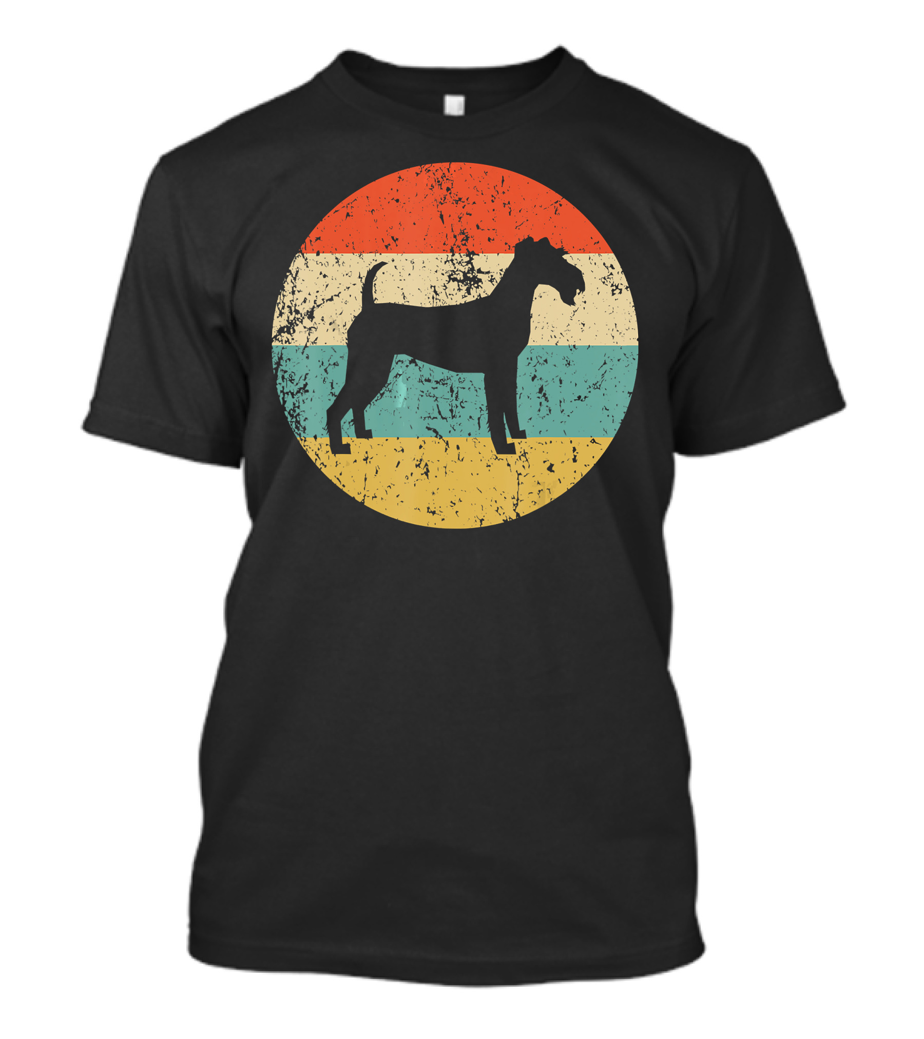 Irish Terrier Vintage Retro Dog Silhouette Striped Circle T-Shirt