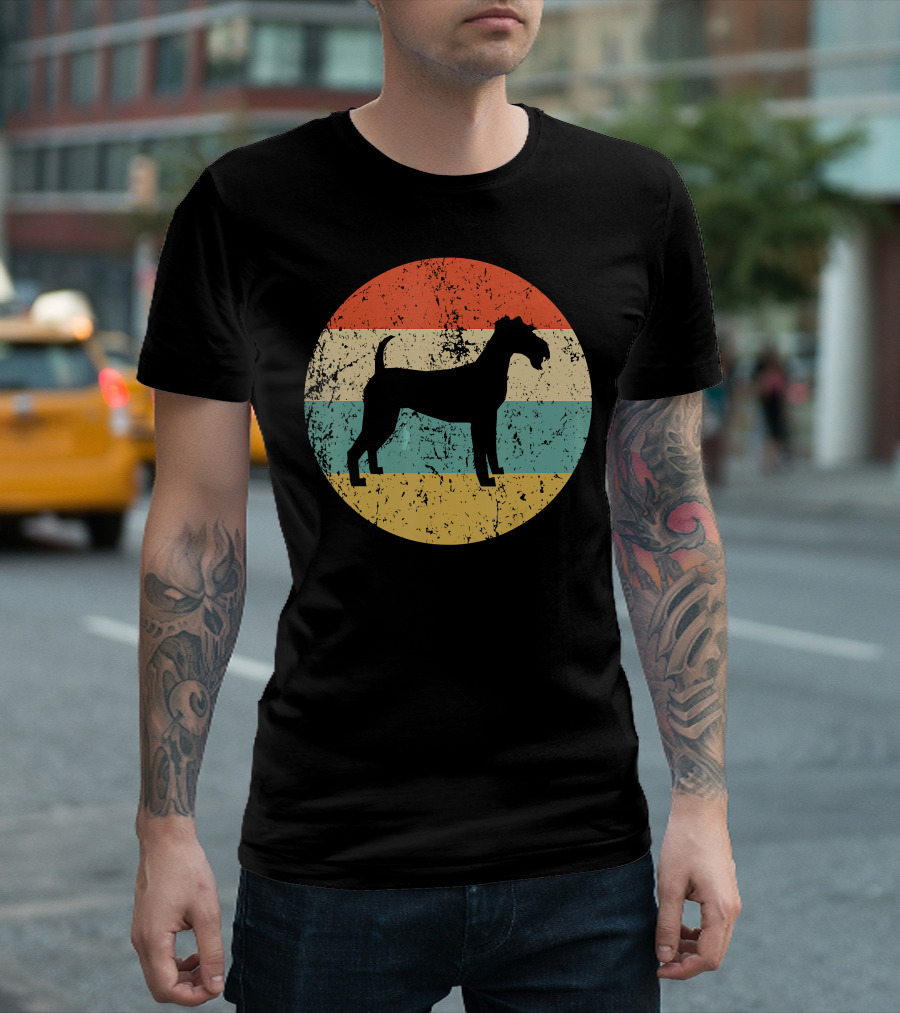 Irish Terrier Vintage Retro Dog Silhouette Striped Circle T-Shirt