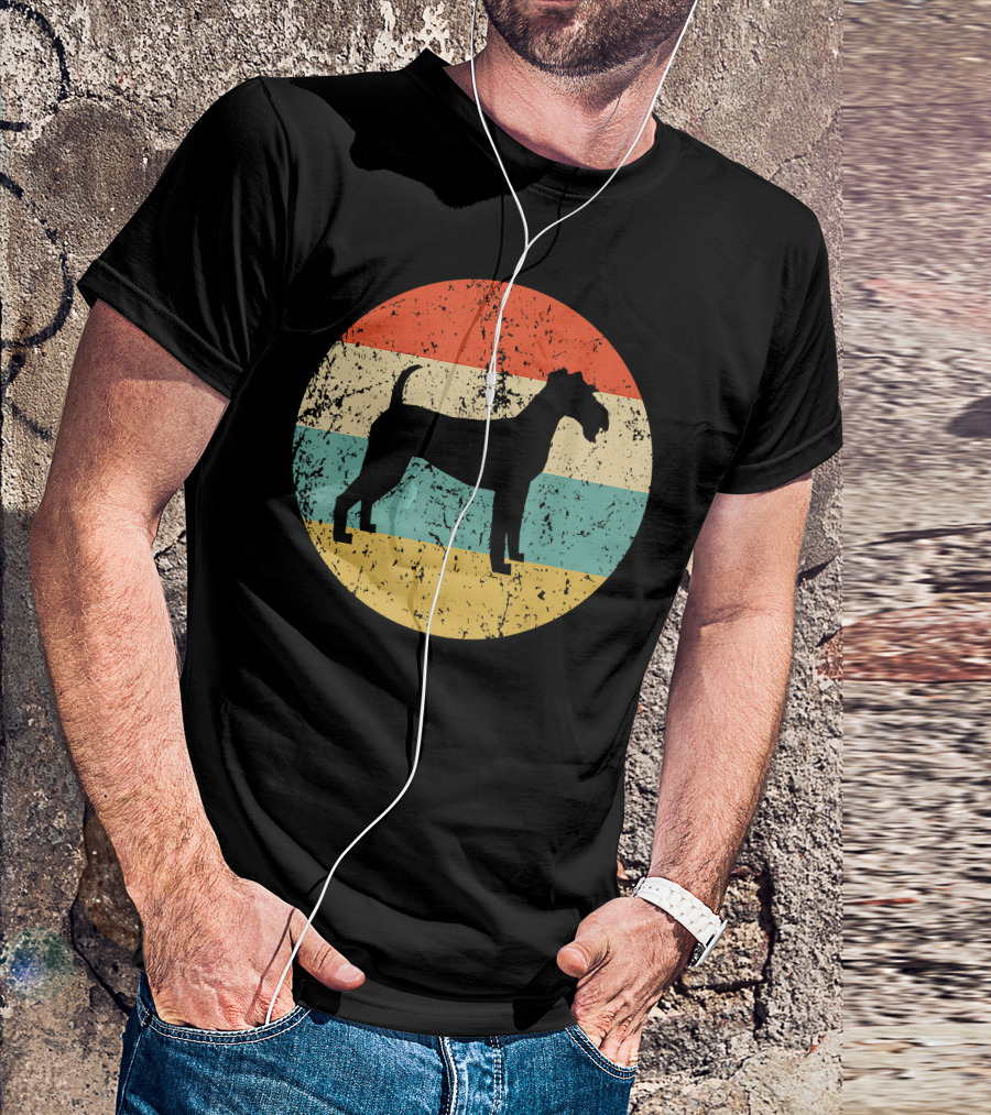 Irish Terrier Vintage Retro Dog Silhouette Striped Circle T-Shirt
