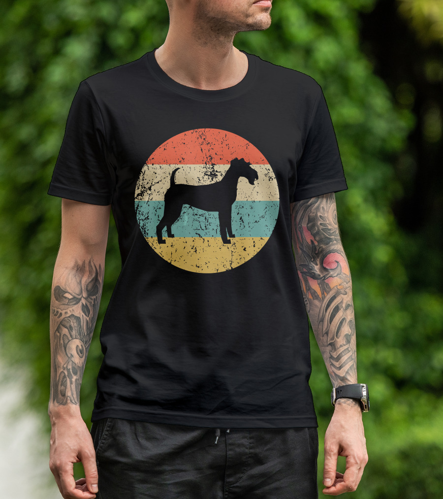 Irish Terrier Vintage Retro Dog Silhouette Striped Circle T-Shirt