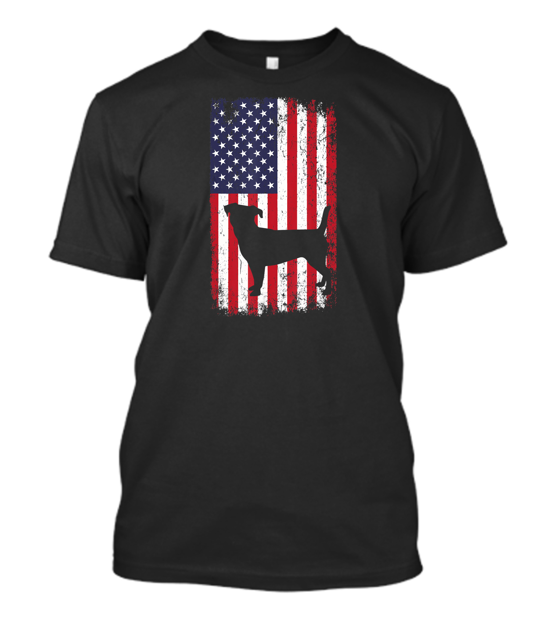 Jack Russell Dog Silhouette Over American Flag 4th Of July T-Shirt