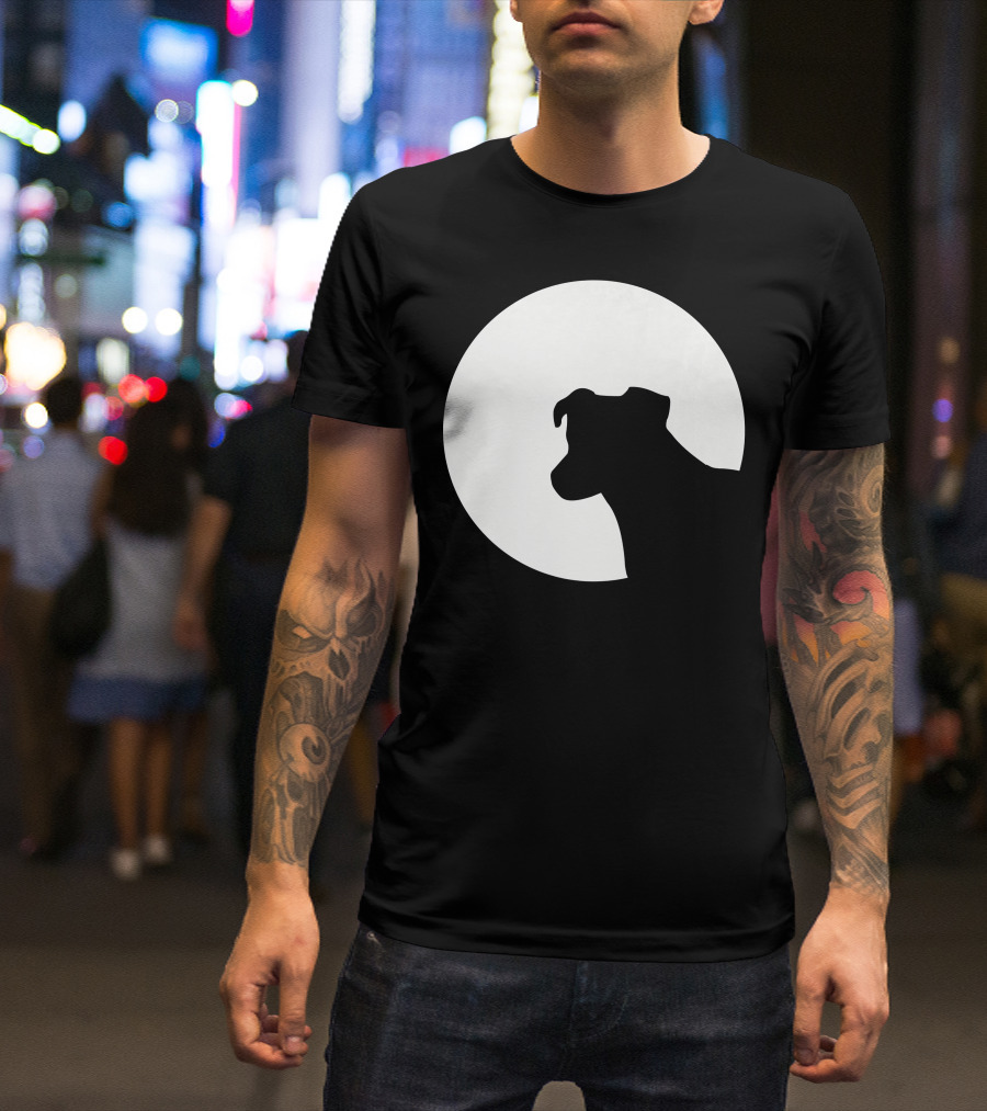 Jack Russell Terrier Silhouette Against Moon Background T-Shirt