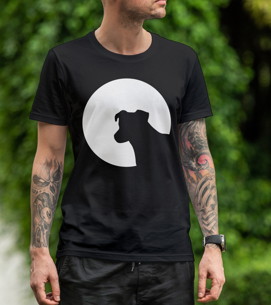 Jack Russell Terrier Silhouette Against Moon Background T-Shirt