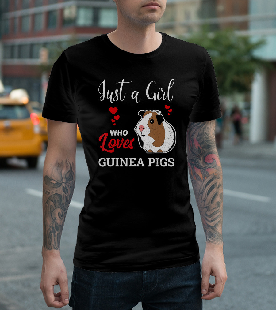 Just a Girl Who Loves Guinea Pigs with Cute Hearts T-Shirt