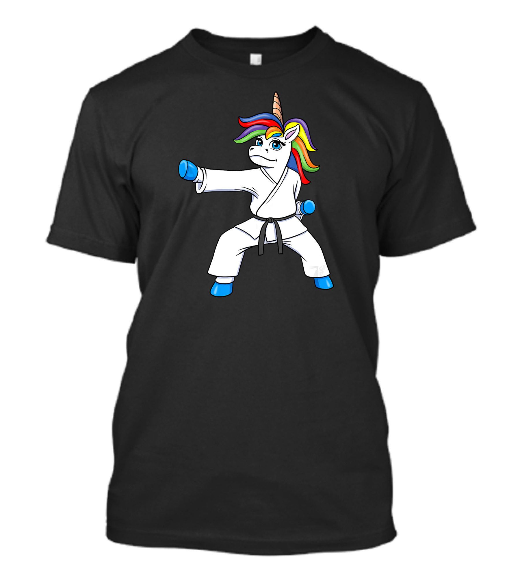 Karate Unicorn Girls Martial Arts Rainbow Mane T-Shirt