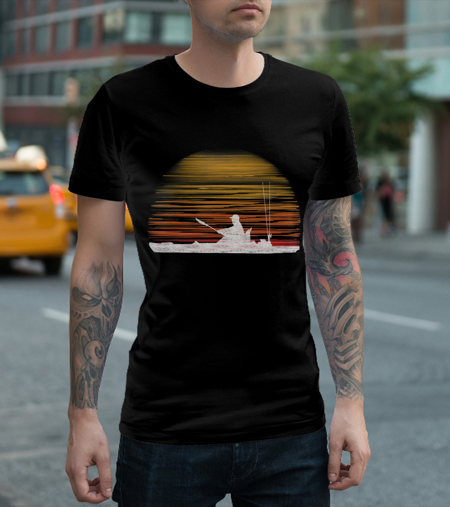 Kayak Bass Fishing Kayaking Angler Sunset T-Shirt