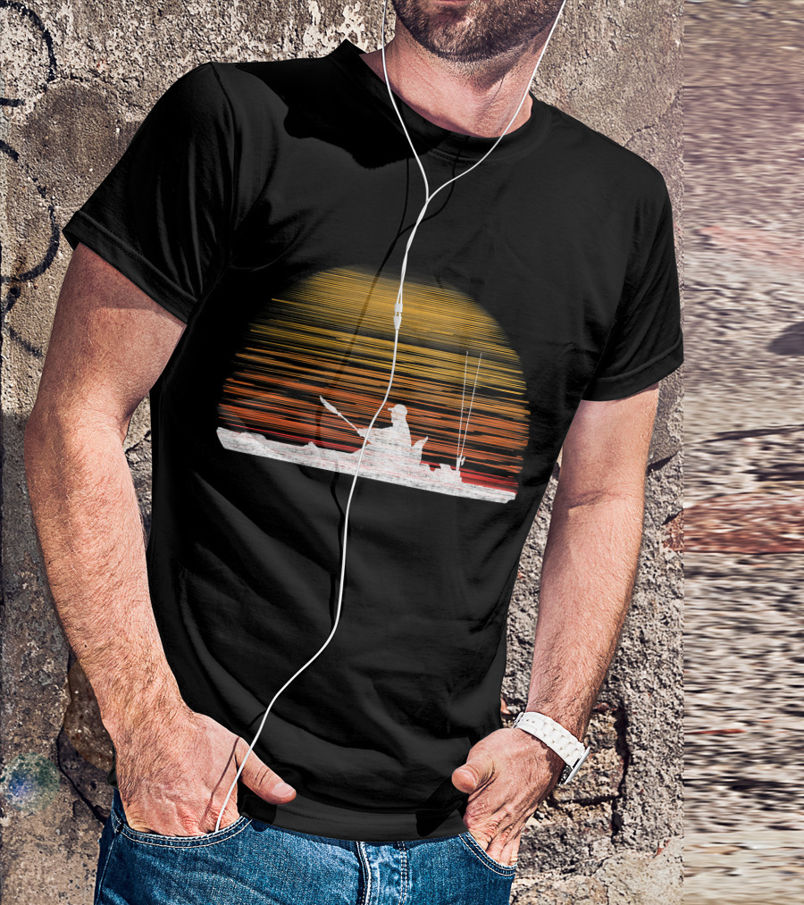 Kayak Bass Fishing Kayaking Angler Sunset T-Shirt