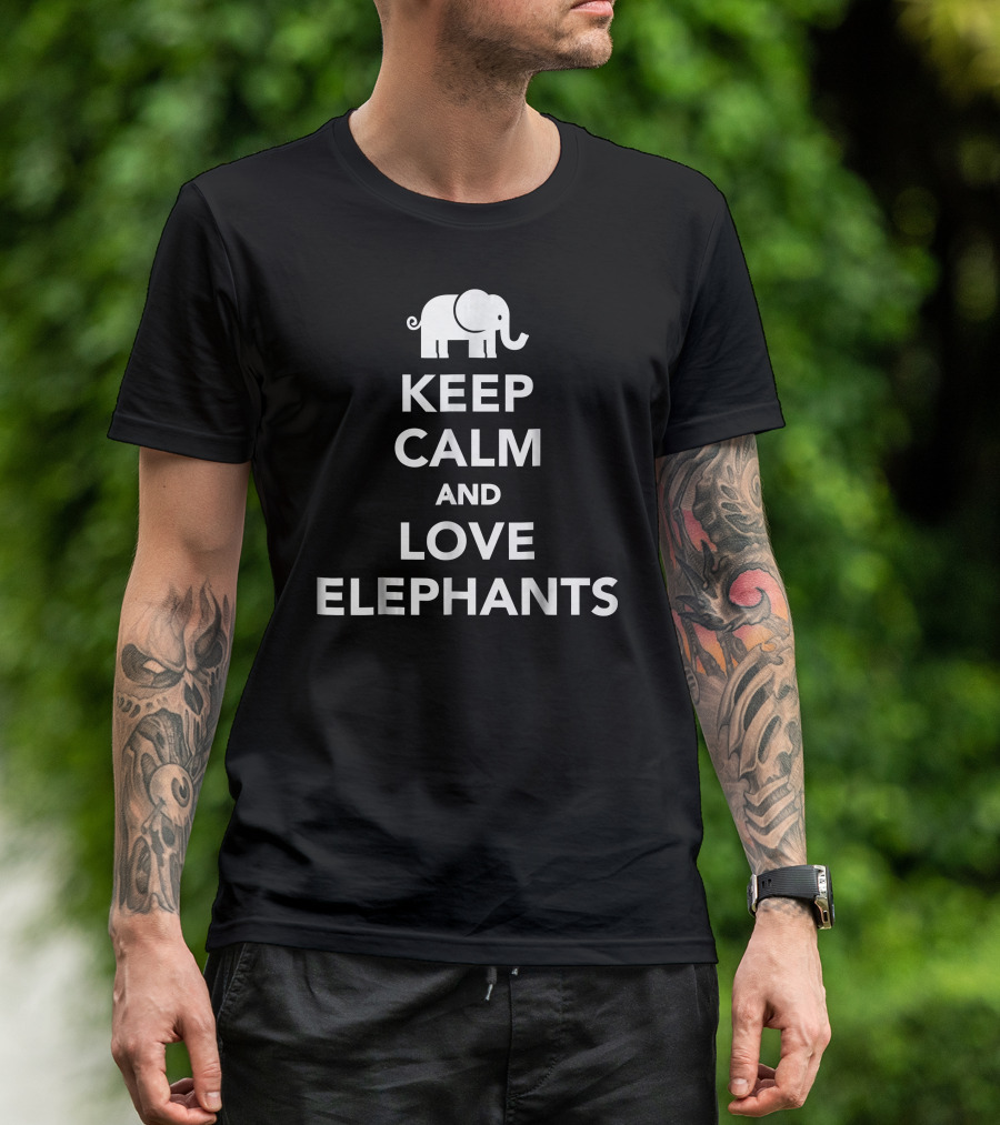 Keep Calm And Love Elephants Iconic Elephant Symbol Motif T-Shirt