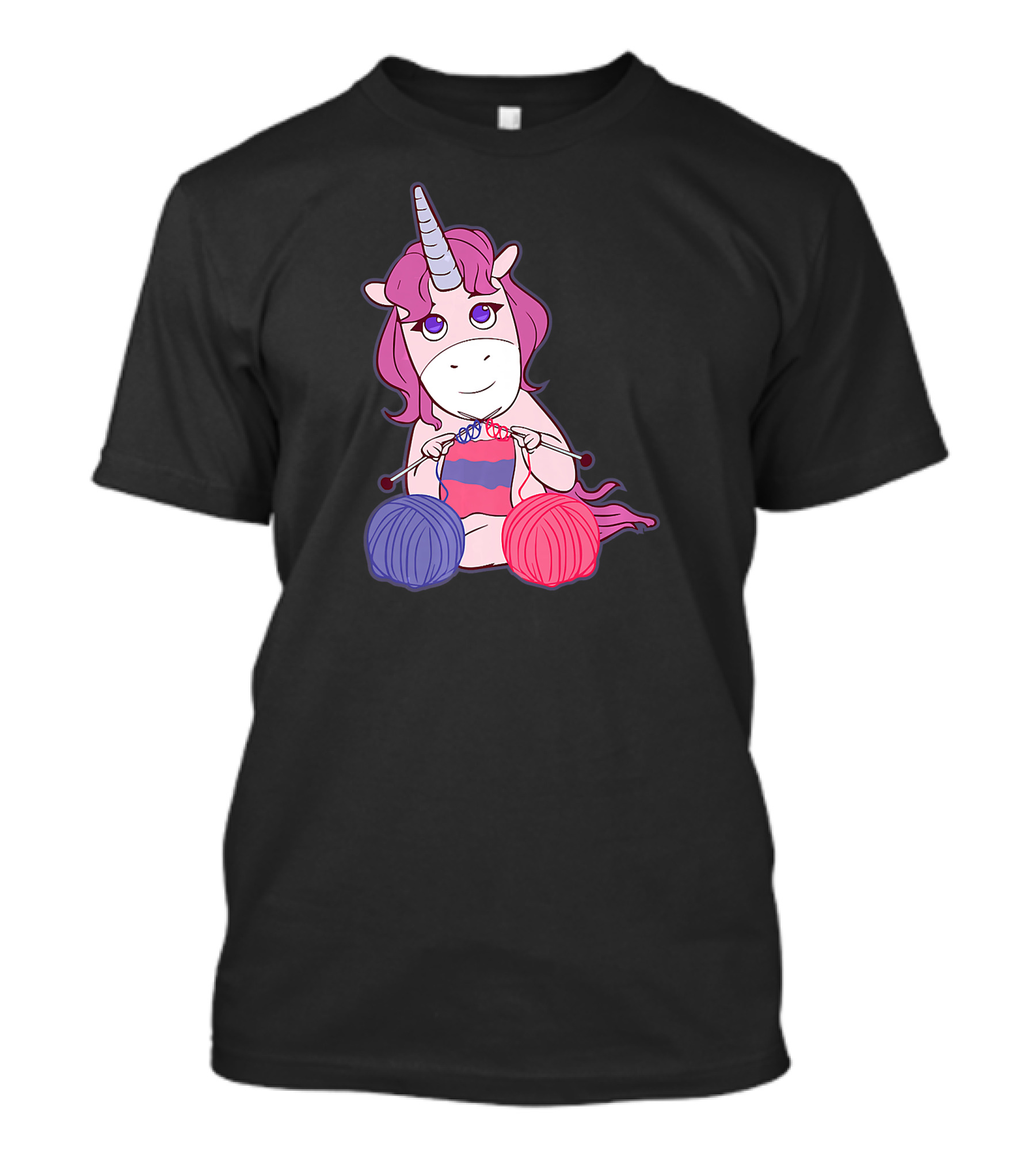 Knitting Unicorn Yarn Crochet Knitter Cute Fantasy Creature With Colorful Yarn Balls T-Shirt