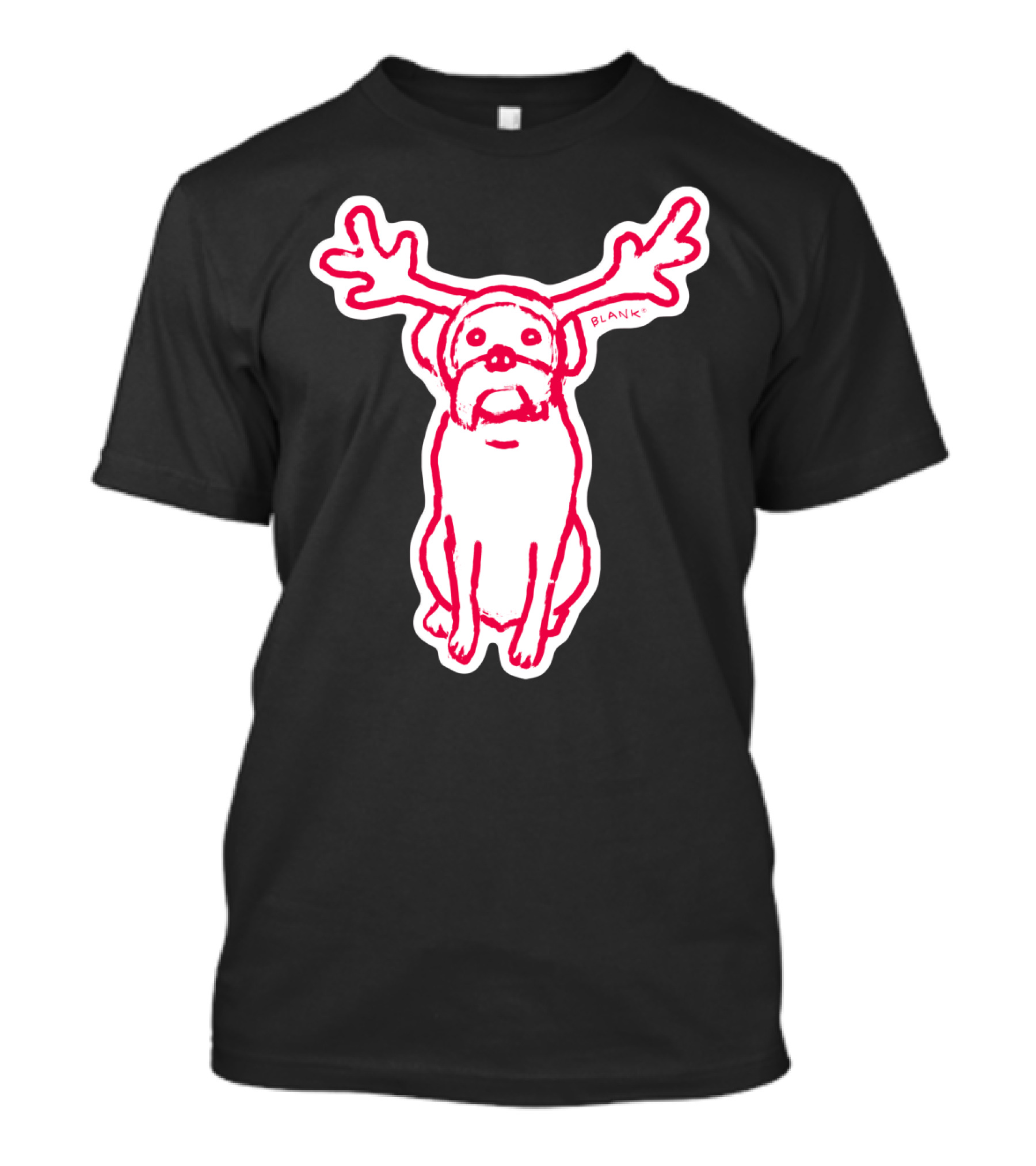 Scamp The Reindeer Dog With Antlers And 'Blank' Text T-Shirt