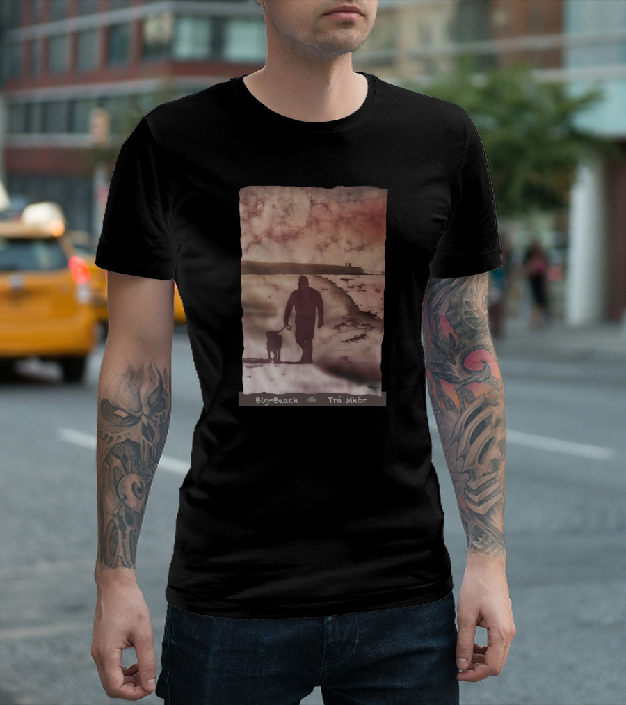 Big-Beach Trá Mhór Walking Dog on Beach at Sunset T-Shirt