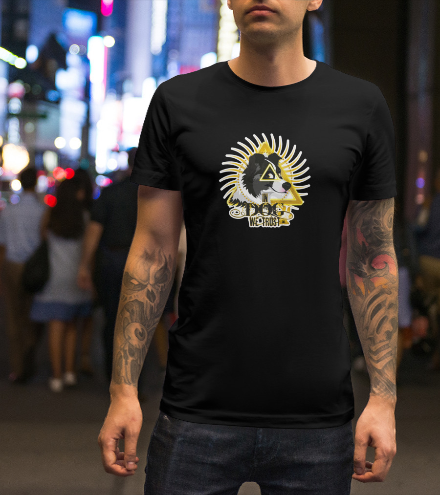 In Dog We Trust Illuminati Dog Triangle Sunburst T-Shirt