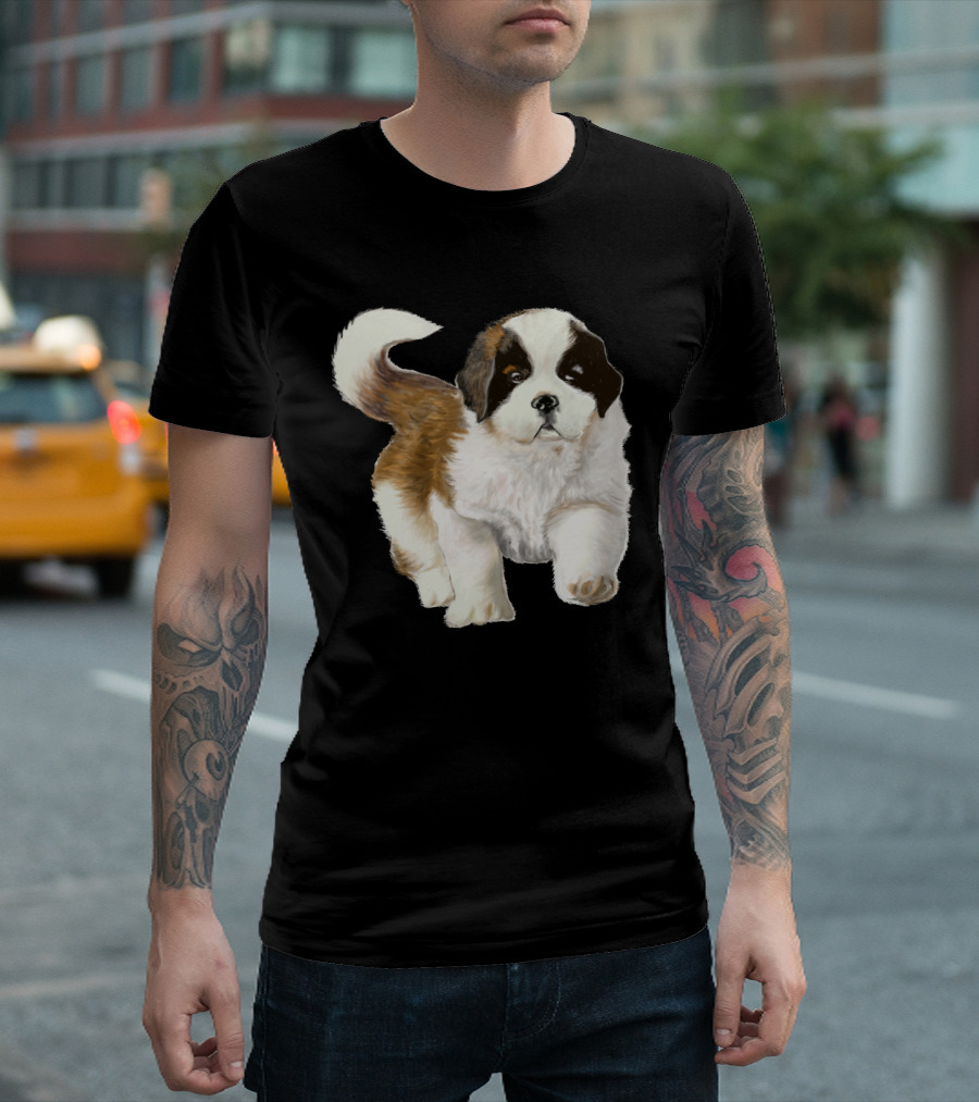 St Bernard Dog Puppy Playful Pose T-Shirt