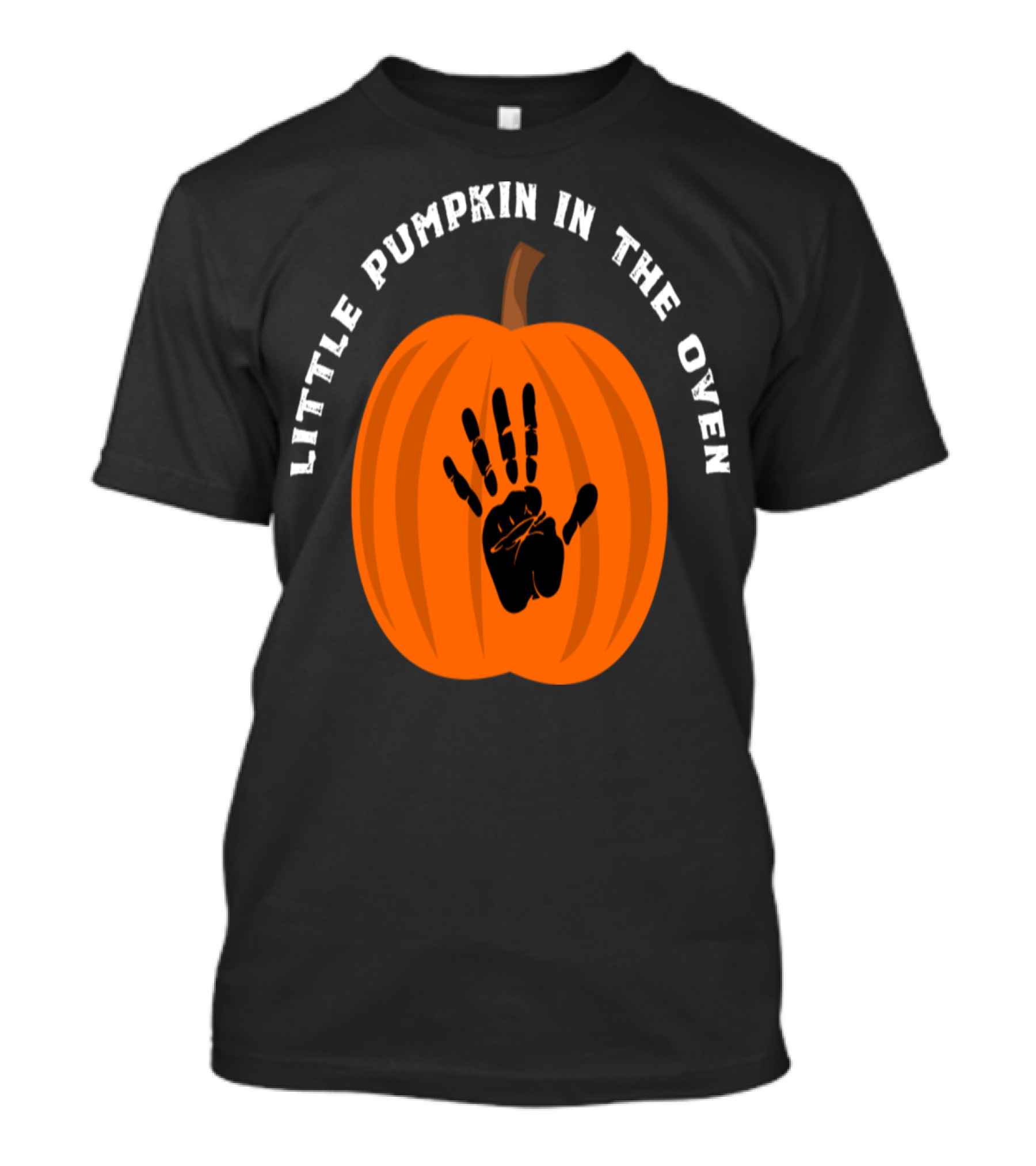 Little Pumpkin In The Oven Halloween New Baby Handprint T-Shirt