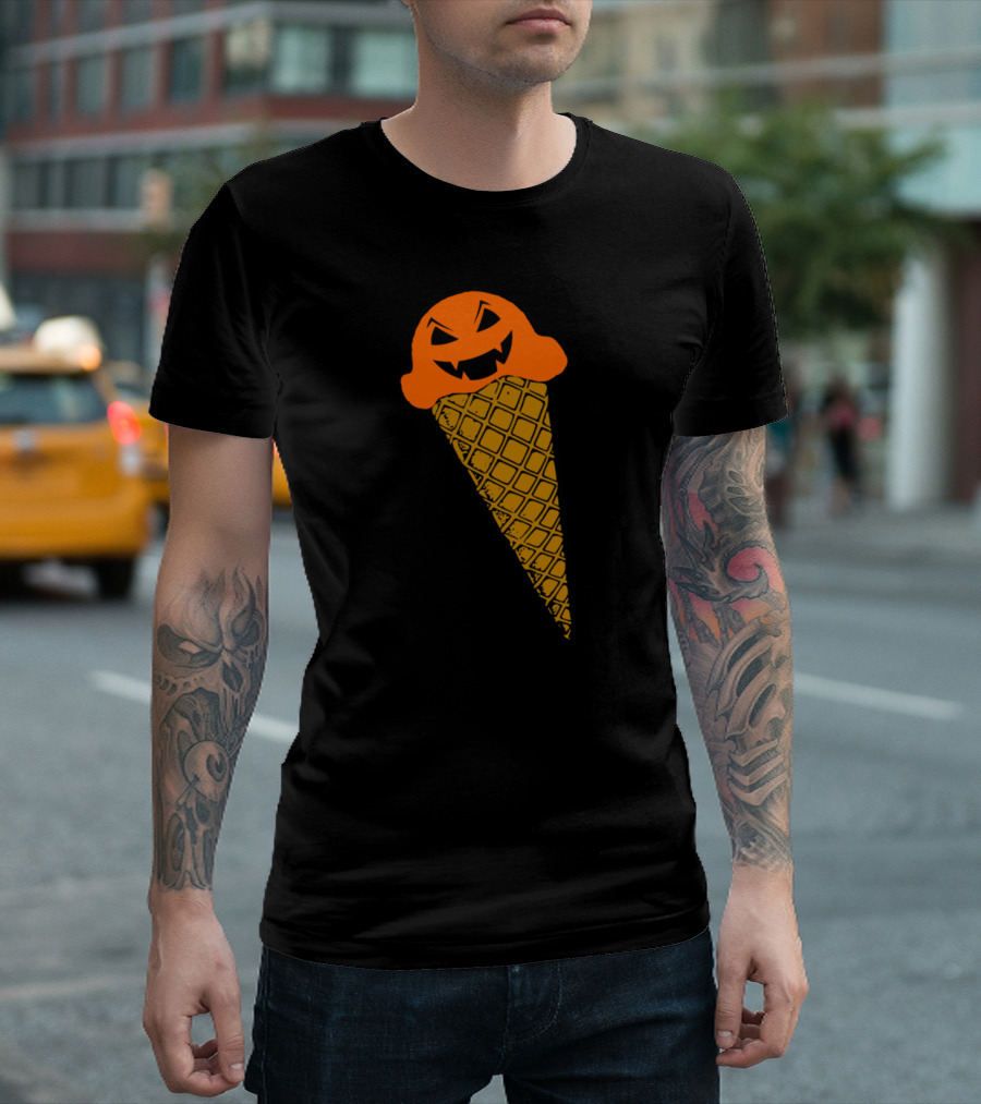 Jack O' Lantern Pumpkin Ice Cream Cone Halloween T-Shirt