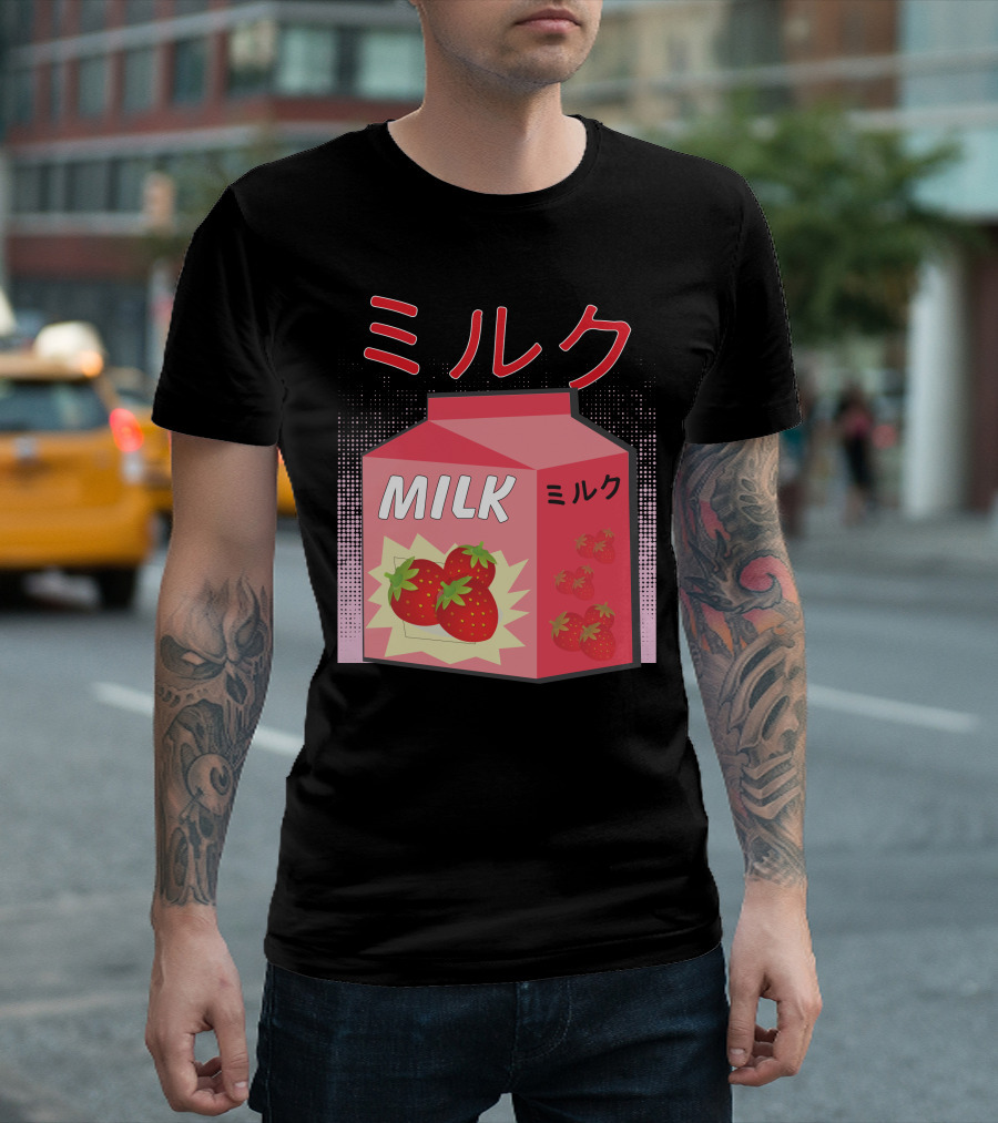 Japanese Otaku Anime Milk Strawberry Milkshake T-Shirt