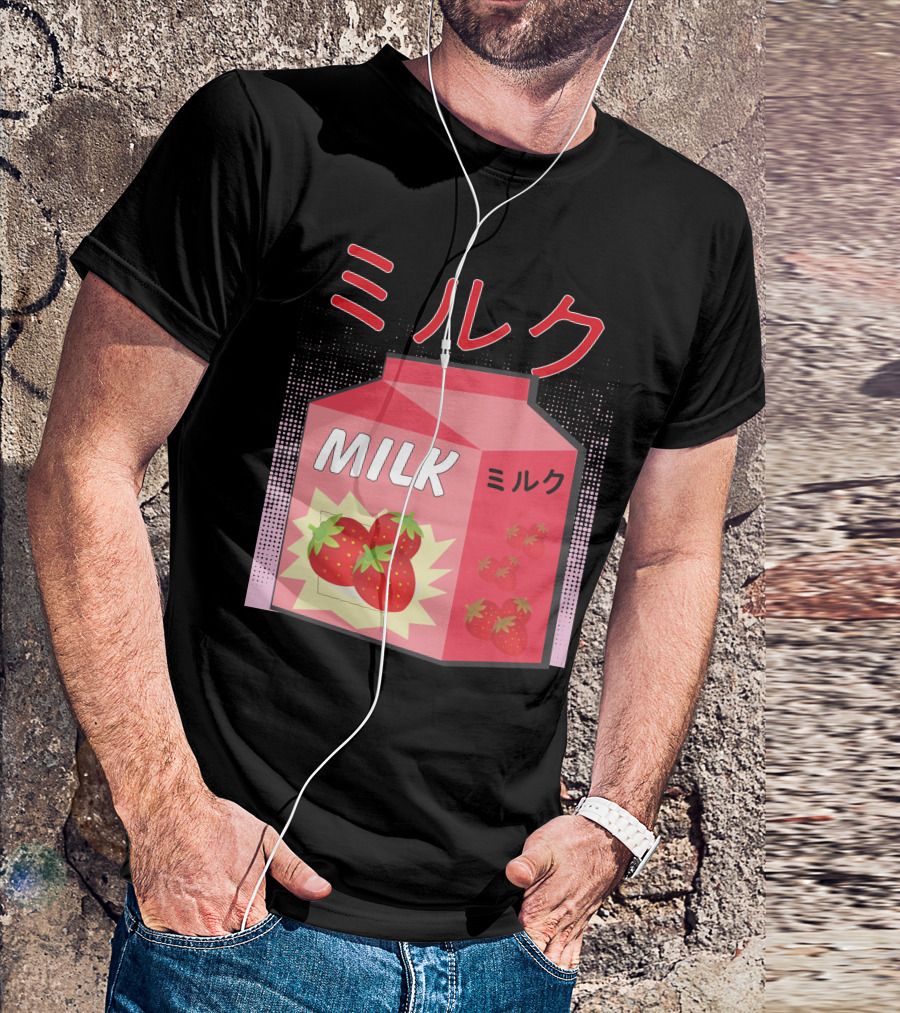 Japanese Otaku Anime Milk Strawberry Milkshake T-Shirt