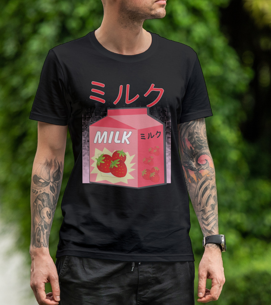 Japanese Otaku Anime Milk Strawberry Milkshake T-Shirt