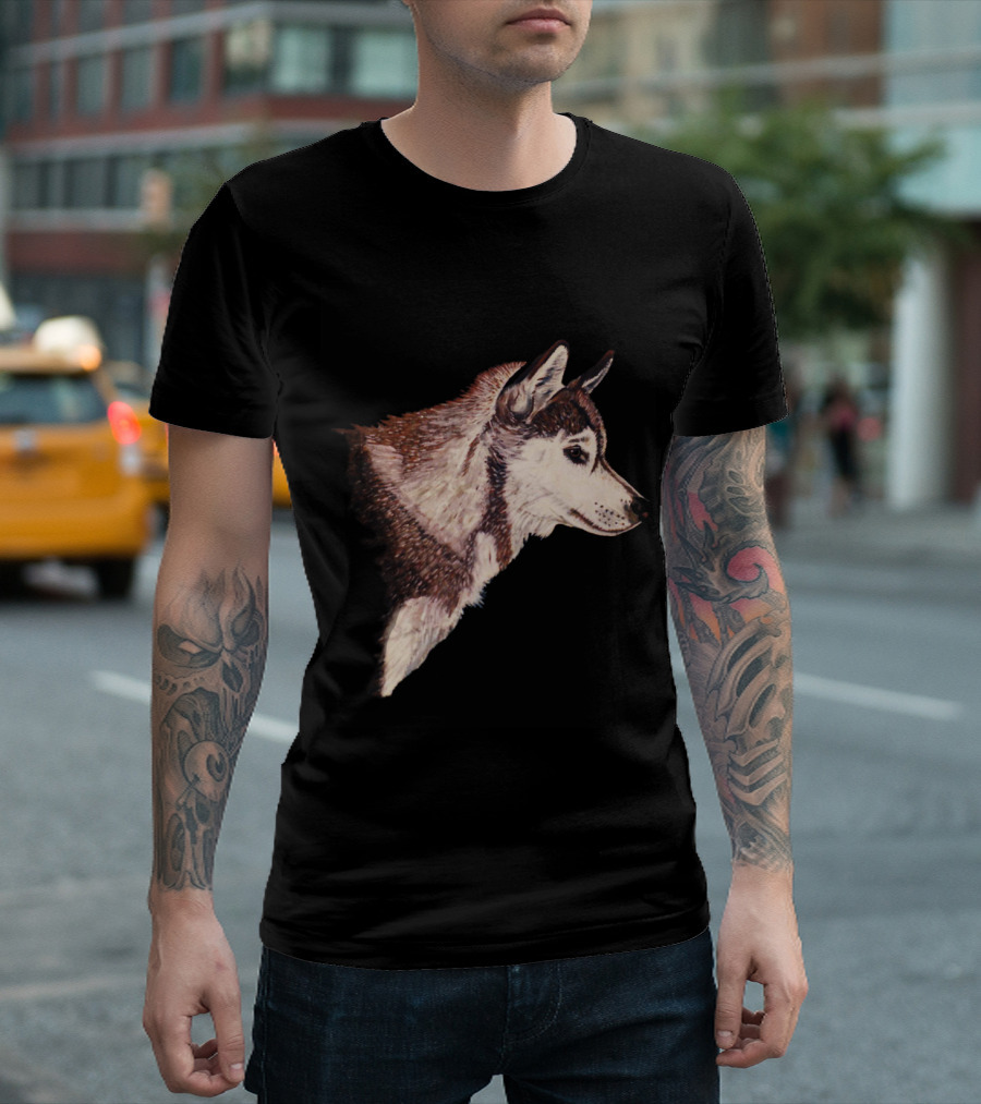 Husky 3 Dog Realistic Side Profile T-Shirt