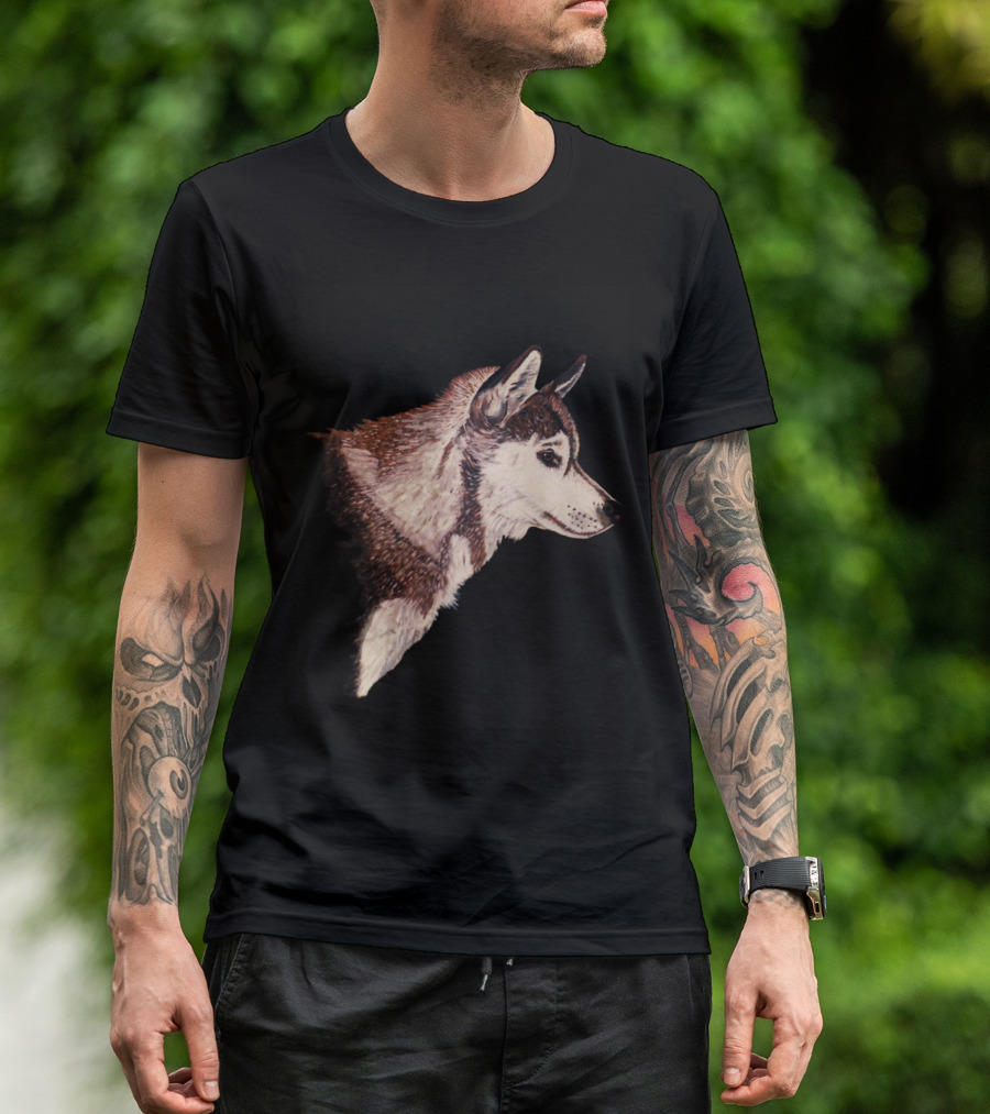 Husky 3 Dog Realistic Side Profile T-Shirt