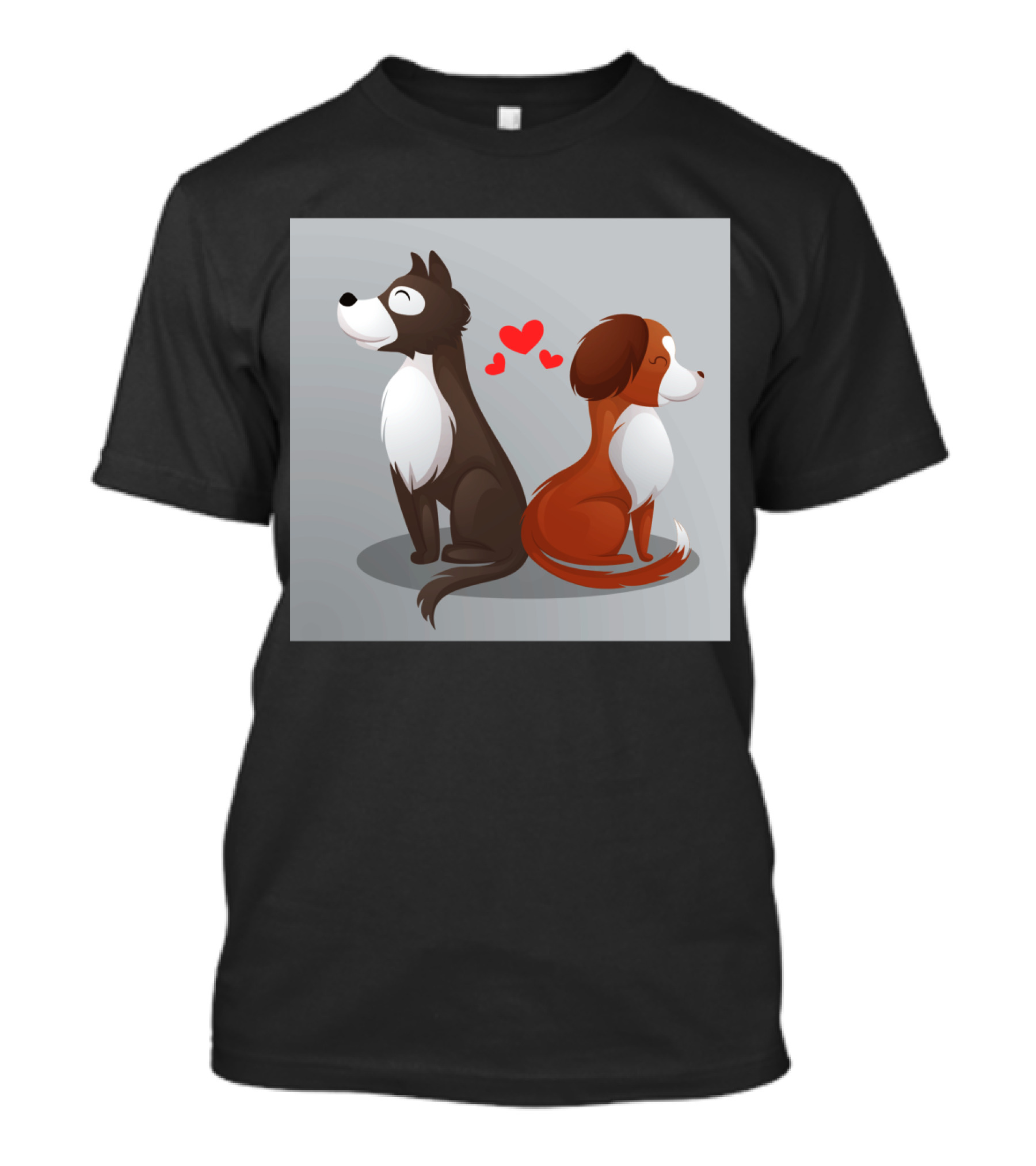 Cartoon Dogs With Hearts In Love Scene T-Shirt