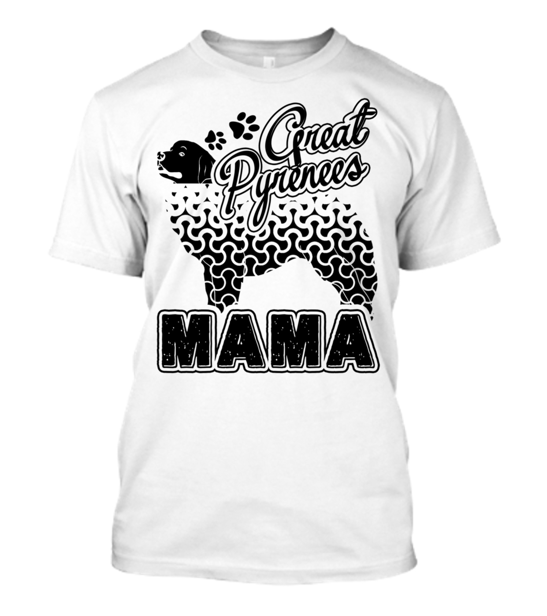 Great Pyrenees Dog Lover Mama Graphic With Paw Prints T-Shirt
