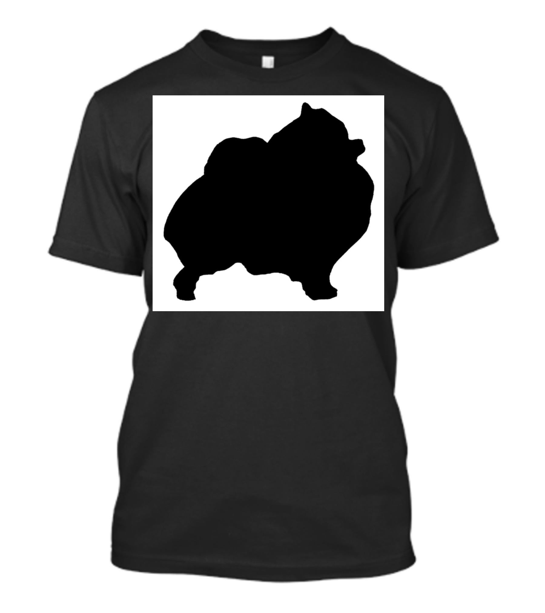 Silhouette Of Pomeranian Dog On Black And White Background T-Shirt
