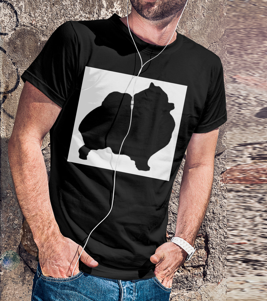 Silhouette Of Pomeranian Dog On Black And White Background T-Shirt