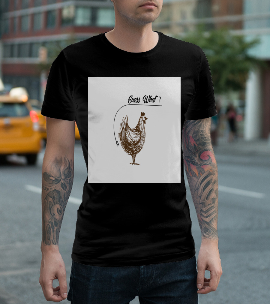 GUESS WHAT CHICKEN BUTT ARROW HUMOR T-Shirt