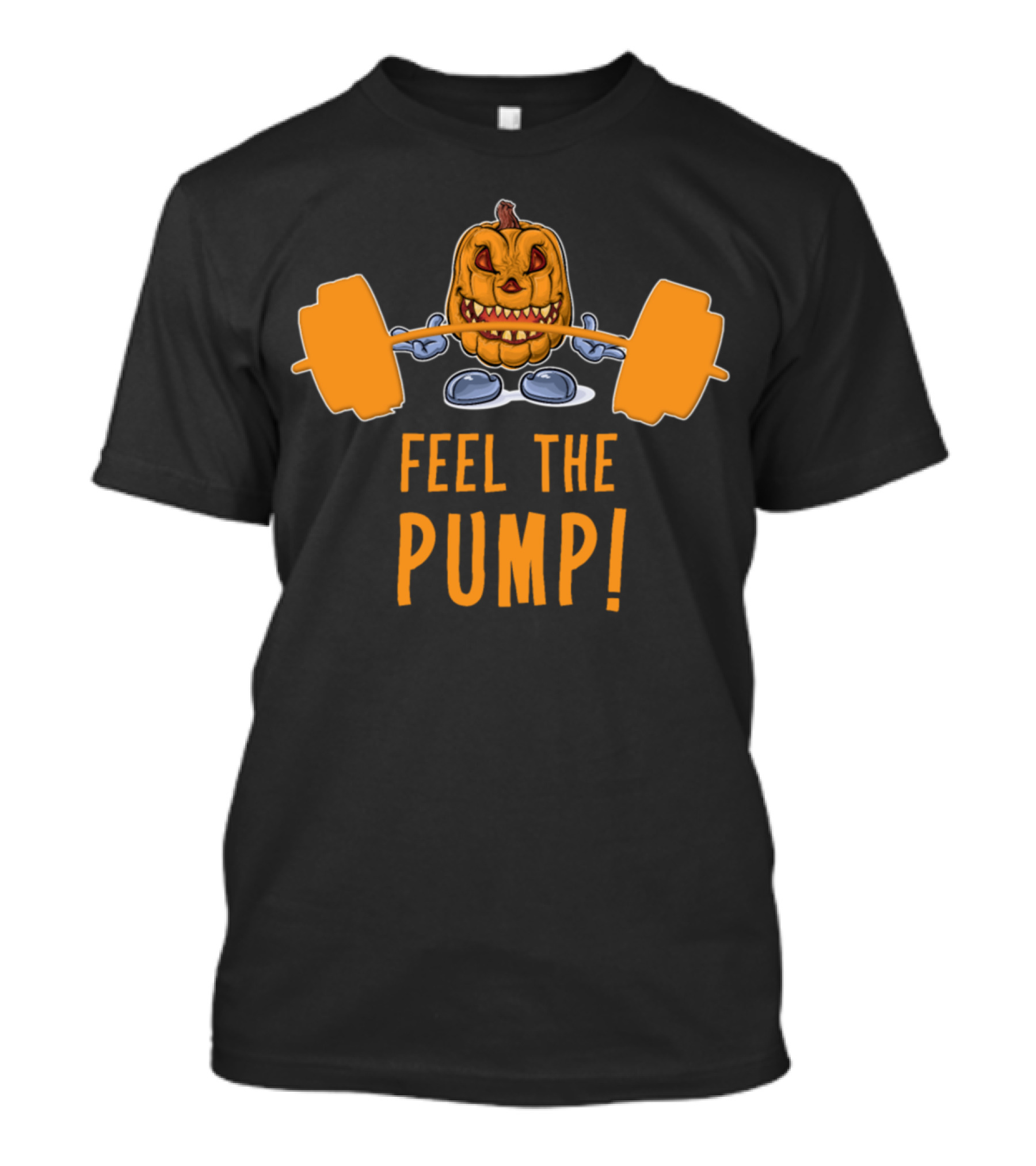 Feel The Pump Funny Halloween Pumpkin Gym Workout T-Shirt