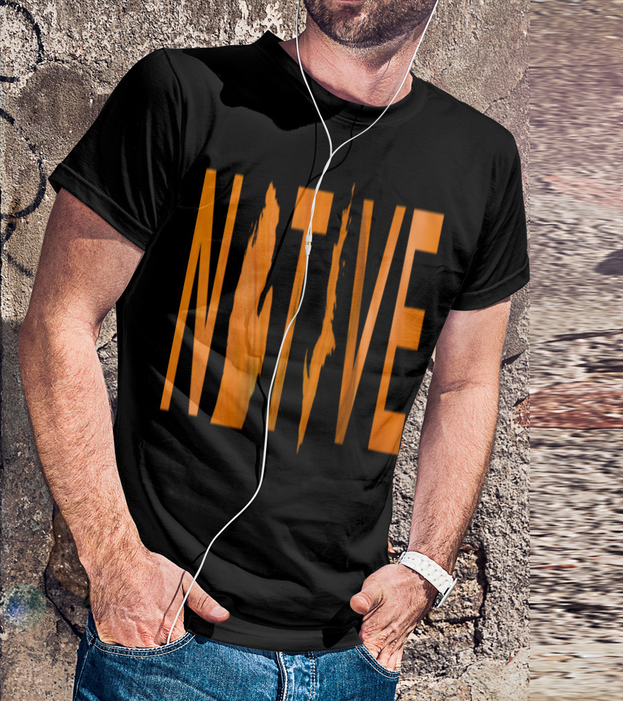 Native Michigan Pumpkin Map Outline Text T-Shirt