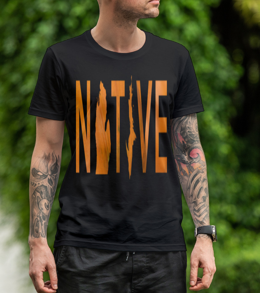Native Michigan Pumpkin Map Outline Text T-Shirt