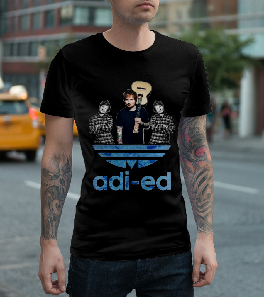 Adi-Ed Sheeran Trio with Guitar and Blue Stripes T-Shirt
